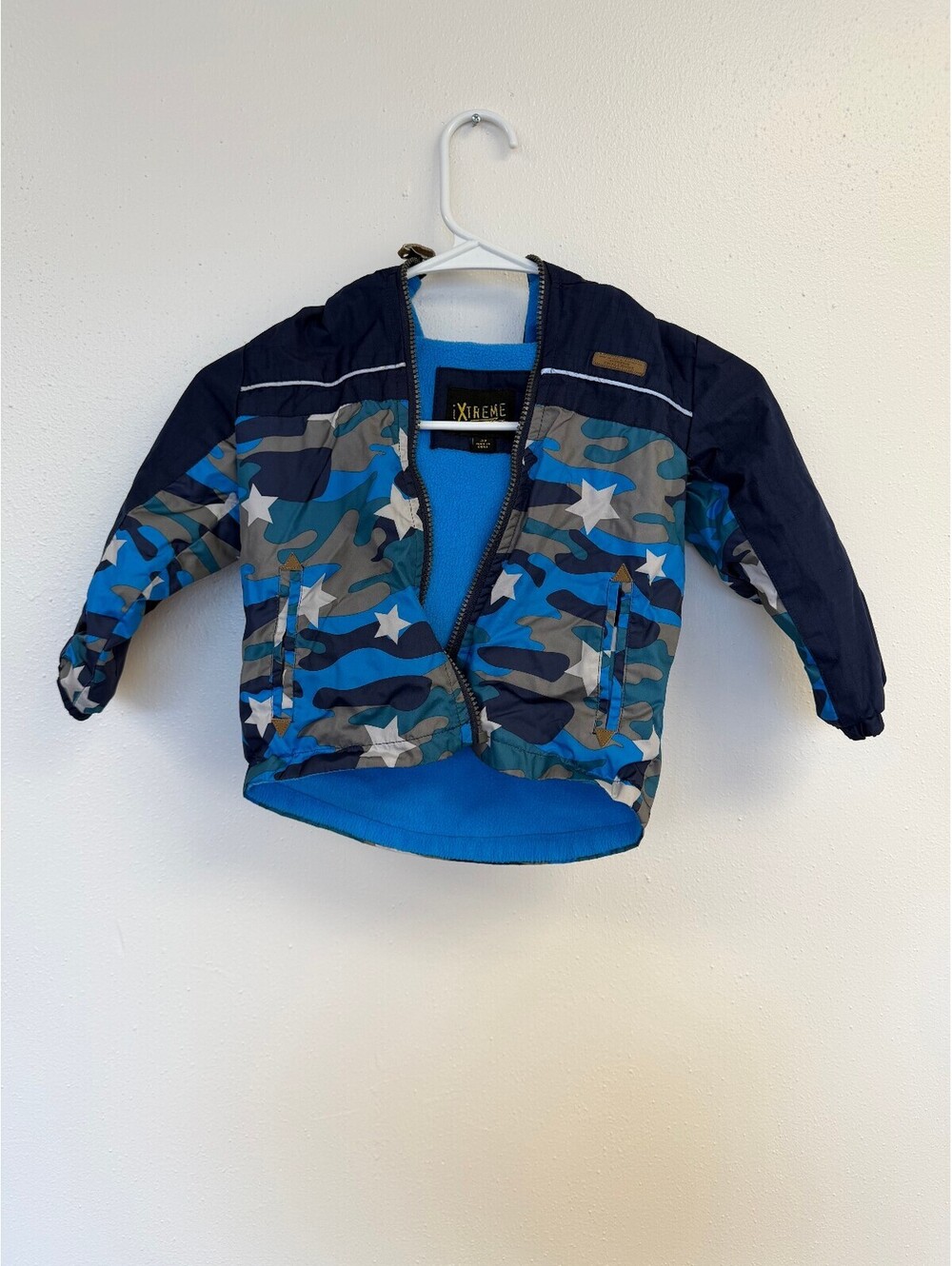 iXtreme Boys 3T Blue Camouflage Star Pattern Jacket with Fleece Lining